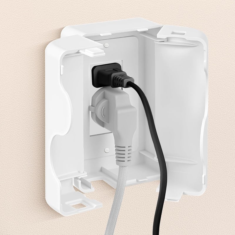 Havenso Child Proof Outlet Cover, Double Lock System, Duplex & Decorator Electrical Outlet Plates, Indoor Wall Outlet Covers Box, White, Large Interior Space - Image 1